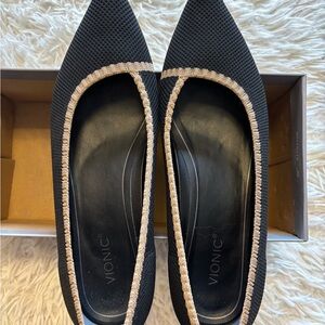 Black Flats with Beige Accent